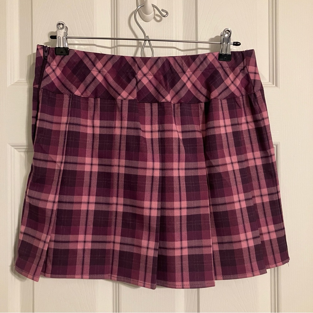 Purple & Pink Plaid Pleated Schoolgirl Skirt - Picture 2 of 12